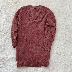 Express Chenille vneck tunic sweater